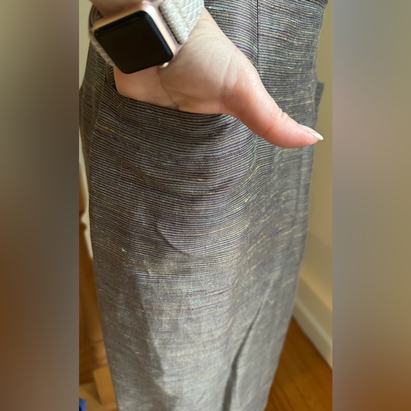 Mary Ann Restivo Vintage Midi Gold Brown Blue Purple Mini Stripes Skirt SZ 12 - Picture 7 of 12